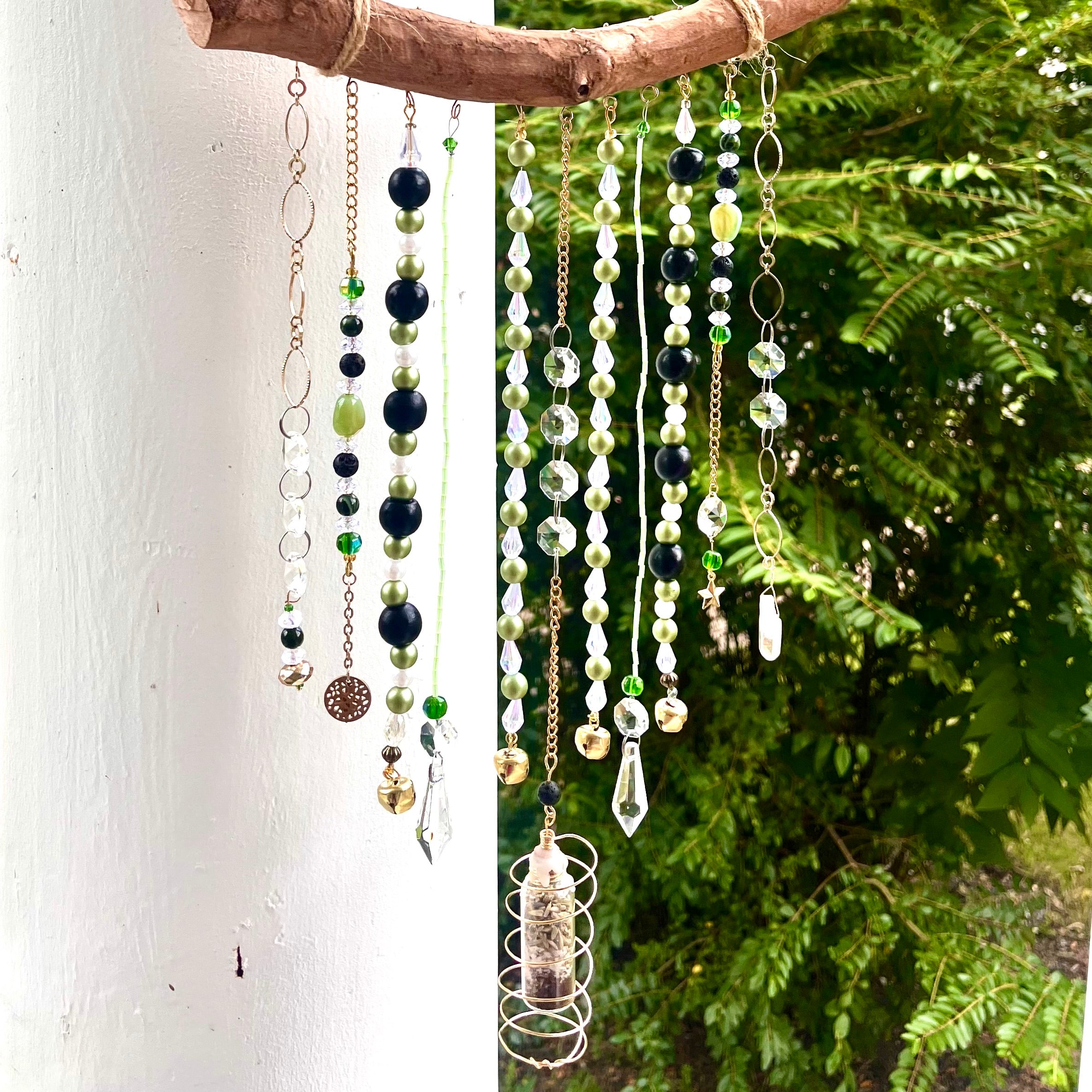 Quartz & Lava Stone Green Sun Catcher