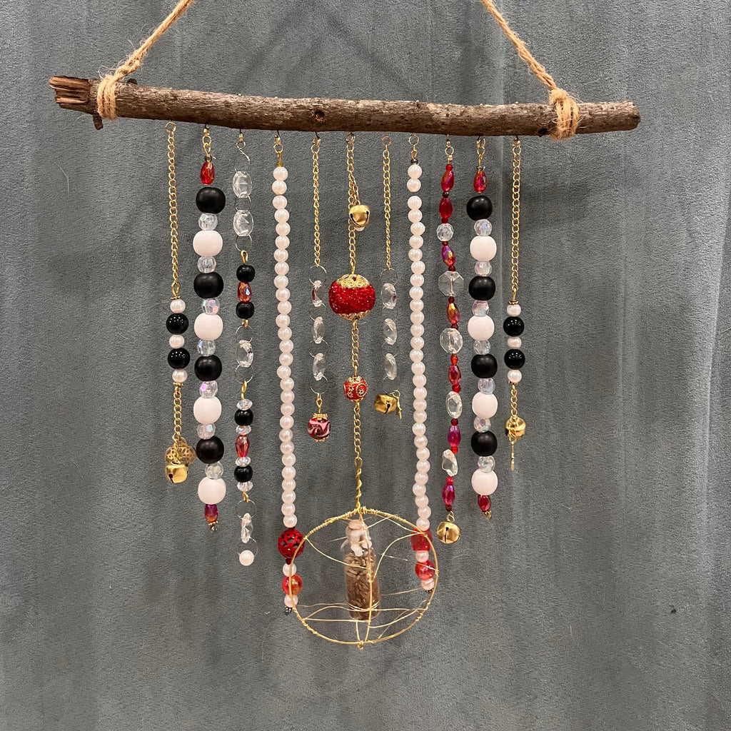Black Jasper Red/Pearl Sun Catcher