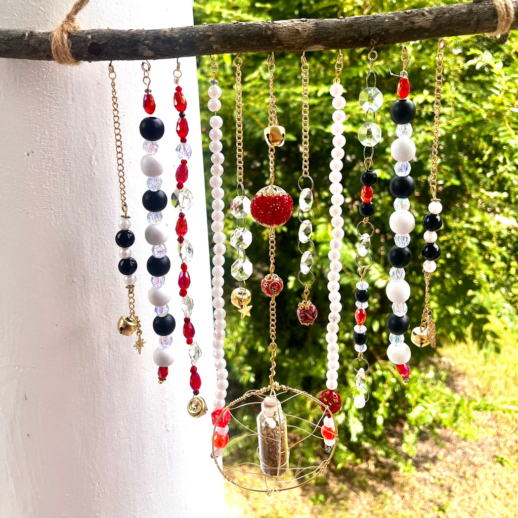 Black Jasper Red/Pearl Sun Catcher