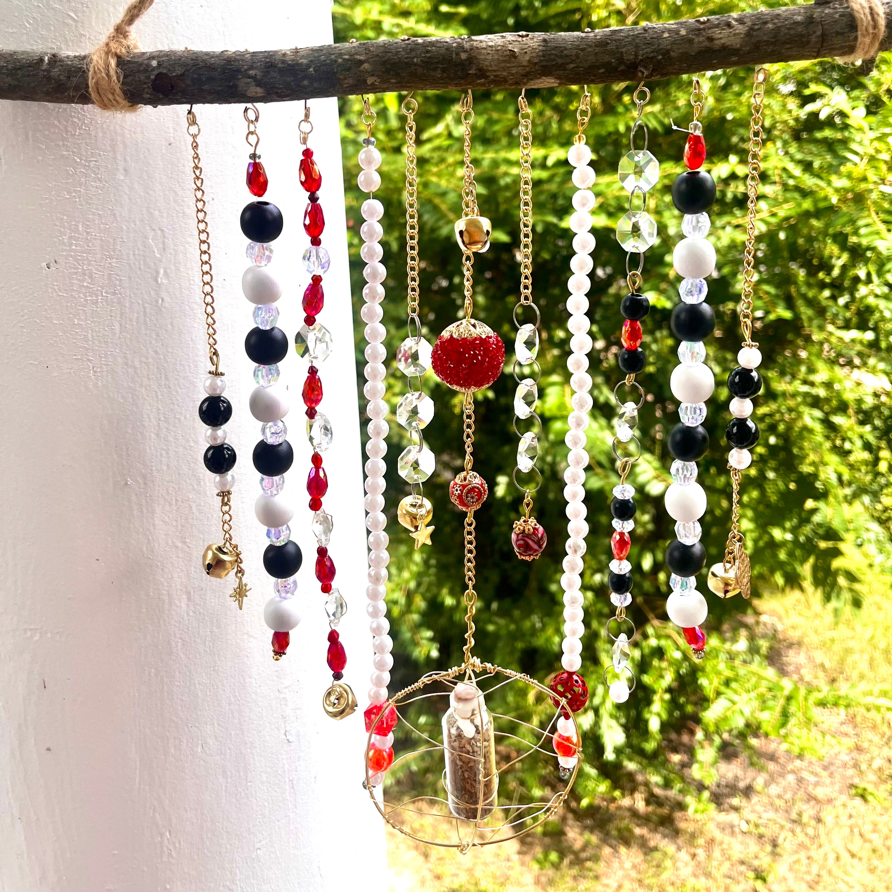 Black Jasper Red/Pearl Sun Catcher