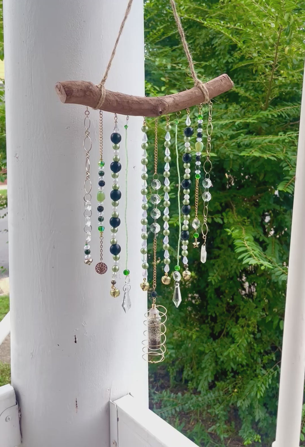 Quartz & Lava Stone Green Sun Catcher