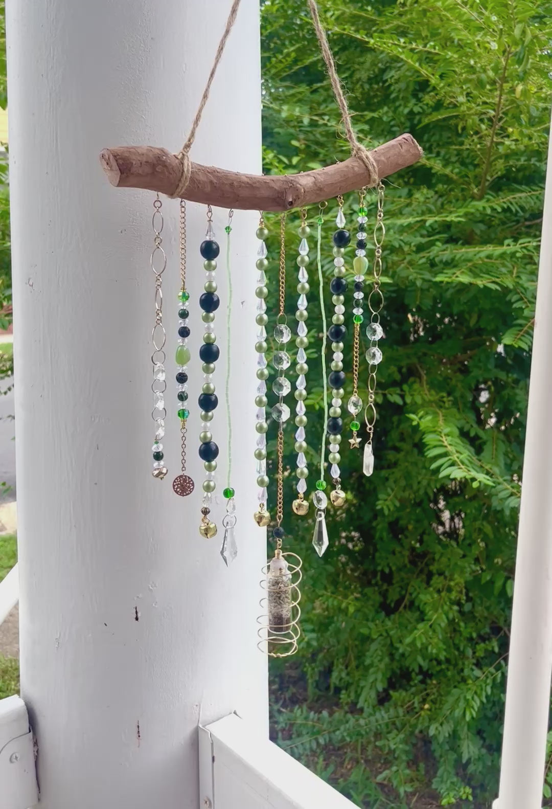 Quartz & Lava Stone Green Sun Catcher
