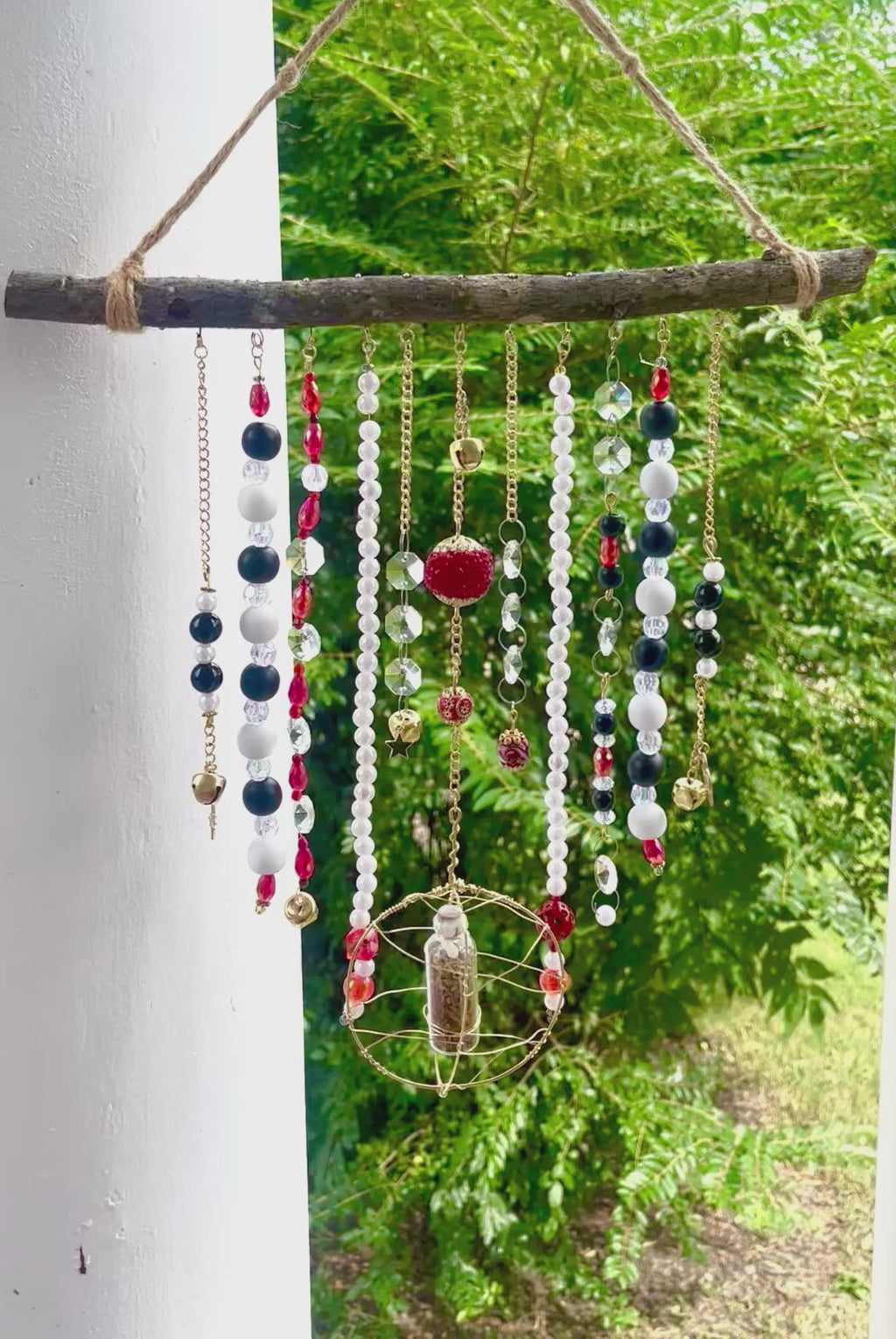 Black Jasper Red/Pearl Sun Catcher